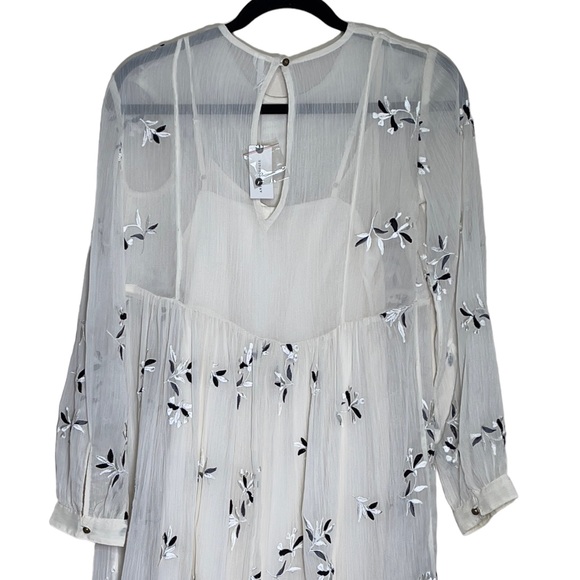 NWT Feather Bone Anthropologie Feuille Embroidered Size 4 Tunic Dress - Picture 3 of 11